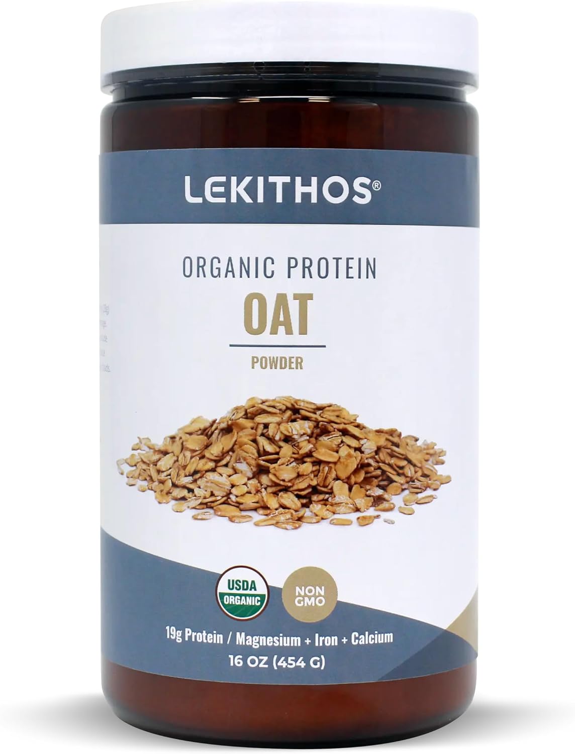 Lekithos Organic Oat Protein - 16 oz - 19g Protein - Certified USDA Or