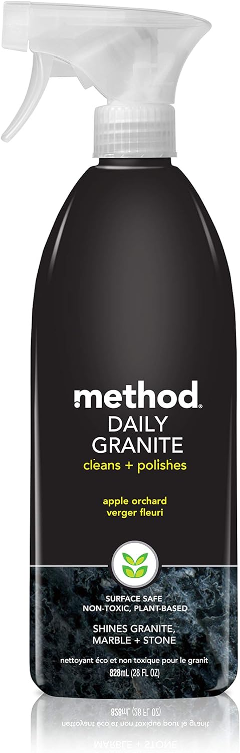 Method Daily Granite Cleaner Spray, Apple Orchard, Plant-Based Cleaning Agent for Granite, Marble, and Other Sealed Stone, 28 fl oz Spray Bottles (Pack of 8)