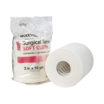 McKesson Surgical Tapes, Non-Sterile, Soft Cloth, Breathable, 3 in x 10 yd, 1 Roll