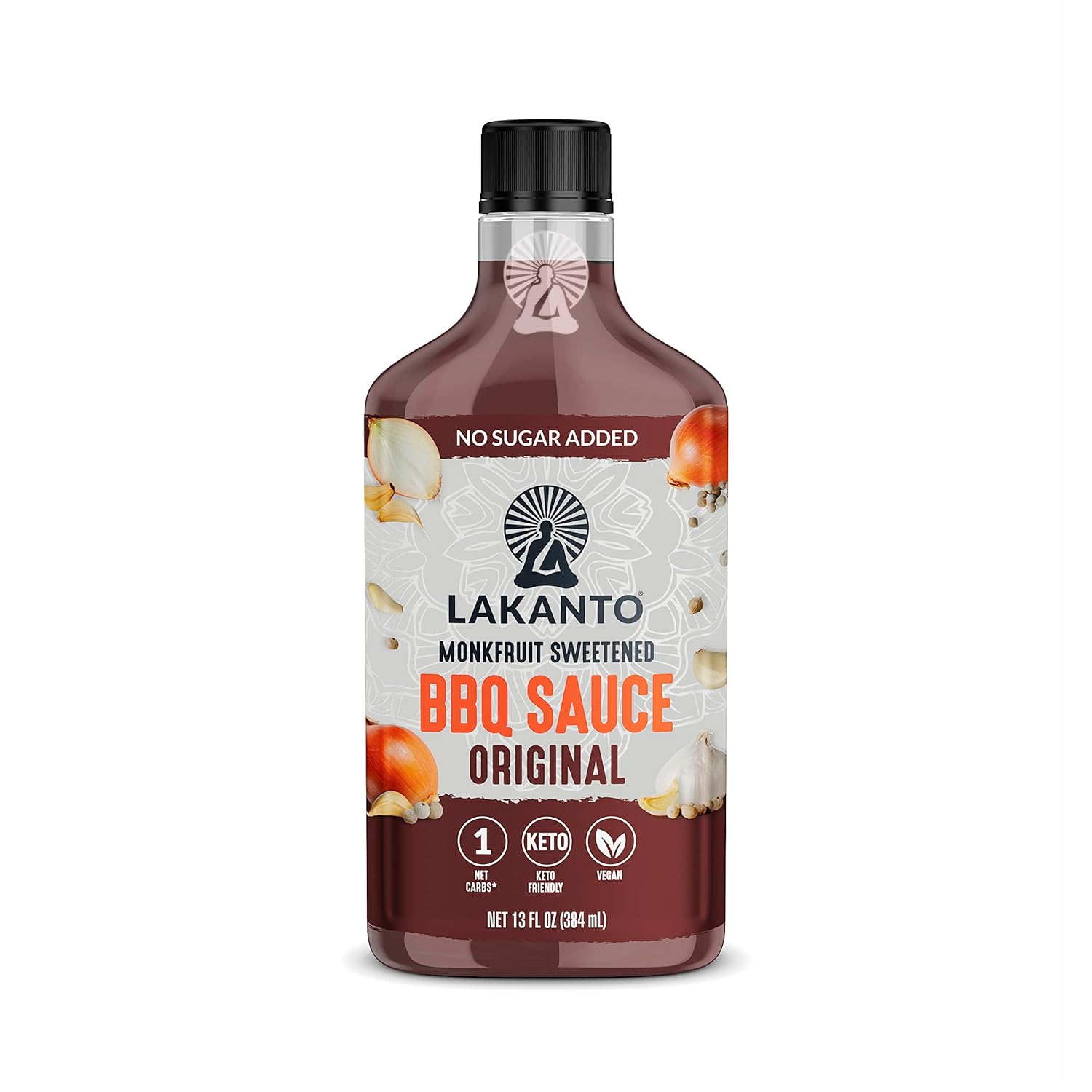 Lakanto BBQ Sauce - Sweetened with Monk Fruit Sweetener, Barbeque Sauce for Grill, No Sugar Added, Natural Smoke Flavor, Keto Diet Friendly, Vegan Condiment (Original - 13 fl oz)