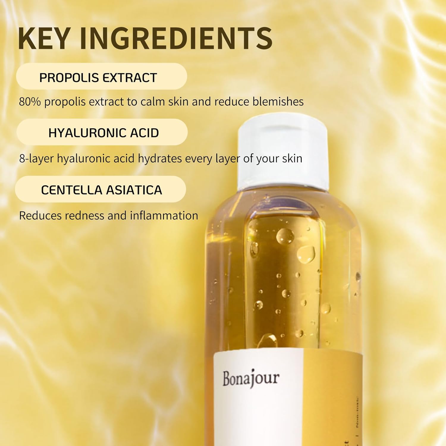 Bonajour] Propolis Natural Facial Moisturizing Energy Toner - Strengthening Skin Barrier & Soothing For Acne And Sensitive Skin : Beauty & Personal Care