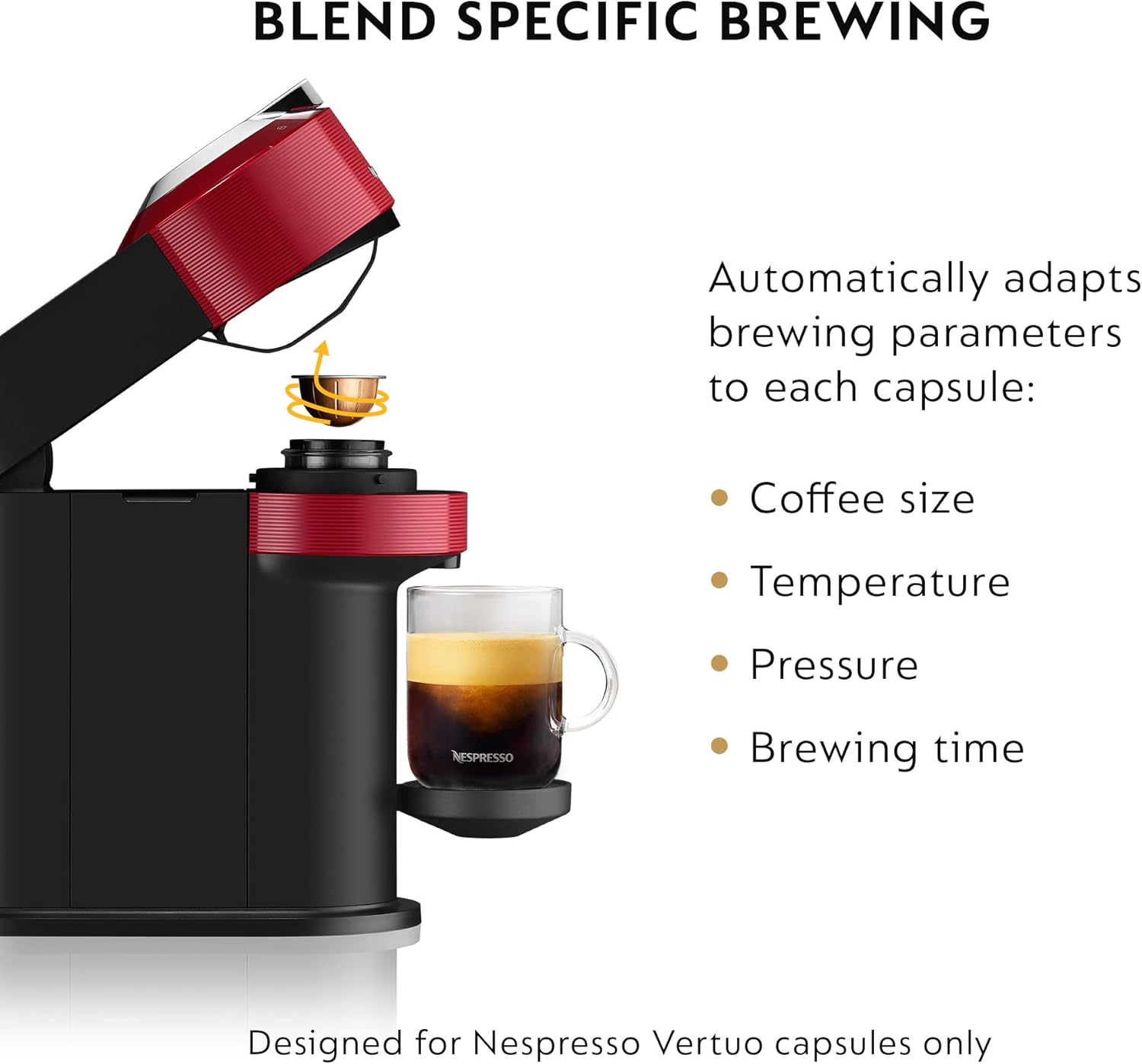 Nespresso Vertuo Next Coffee and Espresso Machine by Breville, Cherry Red, 1.1 Liters: Home & Kitchen