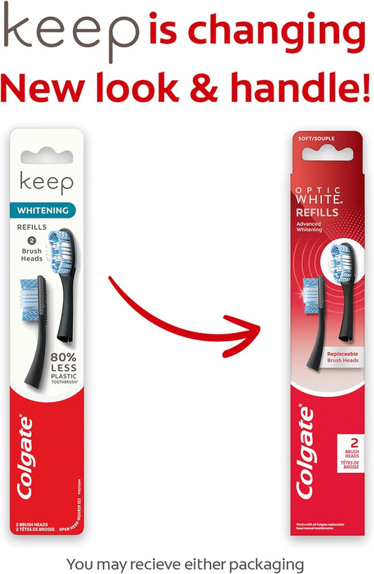 Colgate Keep Toothbrush Refill Heads, Whitening, 6 Packs of 2 Refill Heads (12 Count Total)
