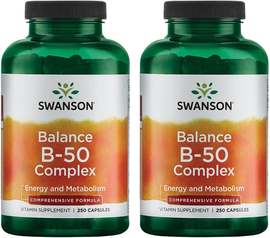 Swanson B-50 B-Complex - High-Potency B Vitamin Complex For Immune, Heart, And Nervous System Support - 250 Capsules (2 Pack)