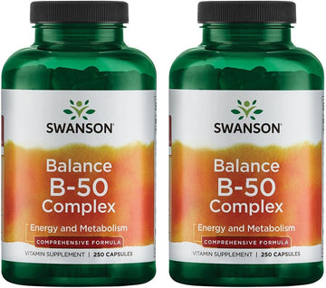 Swanson B-50 B-Complex - High-Potency B Vitamin Complex For Immune, Heart, And Nervous System Support - 250 Capsules (2 Pack)