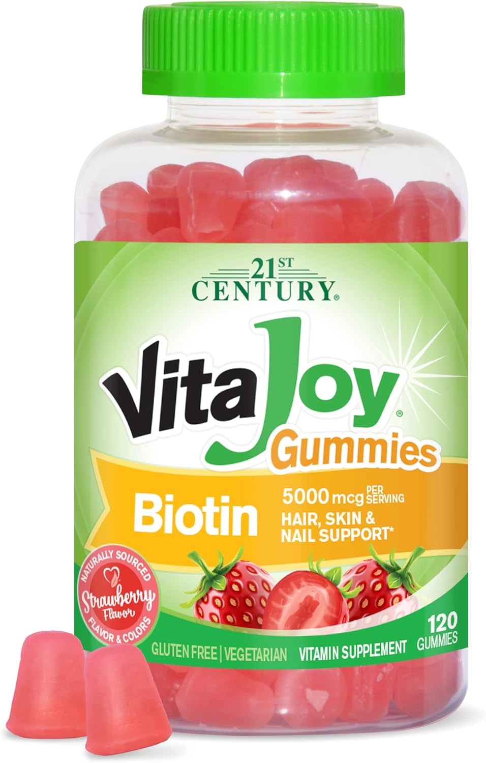 21St Century Vitajoy Biotin Gummies, (27729), Strawberry, 120 Count