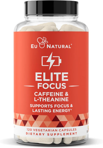 Elite Caffeine Pills With L-Theanine – Jitter-Free Focused Energy Supplements – Clean & Natural Nootropic Stack For Smart Cognitive Performance – 120 Soft Capsules