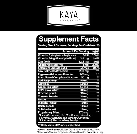 Kaya Naturals Prostate Support | Saw Palmetto, Potent Dht Blocker For Hair Growth, Promote Sleep, Beta Blocker To Reduce Frequent Urination, Support Bladder Emptying & Stamina Supplement (60 Capsules)