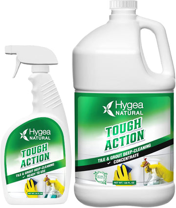 Tough Action Tile & Grout Deep Cleaning- Removes Dirt & Scum No Harsh Chemicals- Cleans,Condition & Enhances Color Of Stone Without Residue- Biodegradable(Spray + Concentrated Gallon)