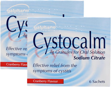 Cystitis Relief From Burning Pain, Cystocalm 6 Sachets 4G Granules Cranberry (Pack Of 2)
