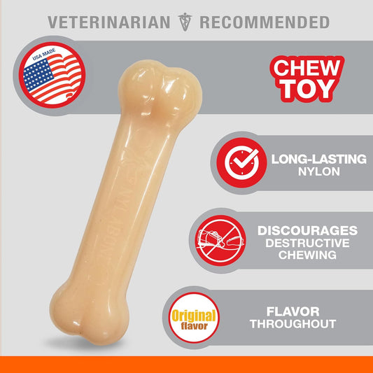 Nylabone Power Chew Classic Bone Chew Toy For Dogs, Durable Dog Toys For Aggressive Chewers, Original Flavor, Small/Regular - Up To 25 Ibs. (1 Count)