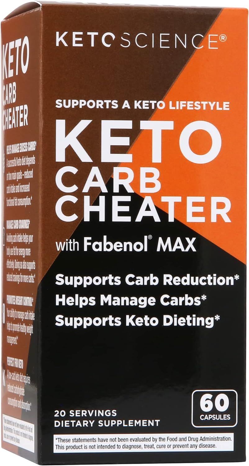 Keto Science Keto Carb Cheater, Supports Carb Reduction, Helps Manage Carbs, Supports Keto Diet, Keto Cheat Meal, Eat Carbs While On Keto, With White Kidney Bean Extract, 20 Servings, Orange