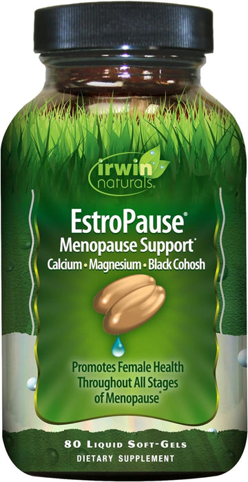 Irwin Naturals EstroPause Menopause & Women's Health Support Supplement - Powerful Herbal & Mineral Blend with Calcium, Magnesium, Black Cohosh, Chaste Tree - Enhanced Absorption - 80 Liquid Softgels