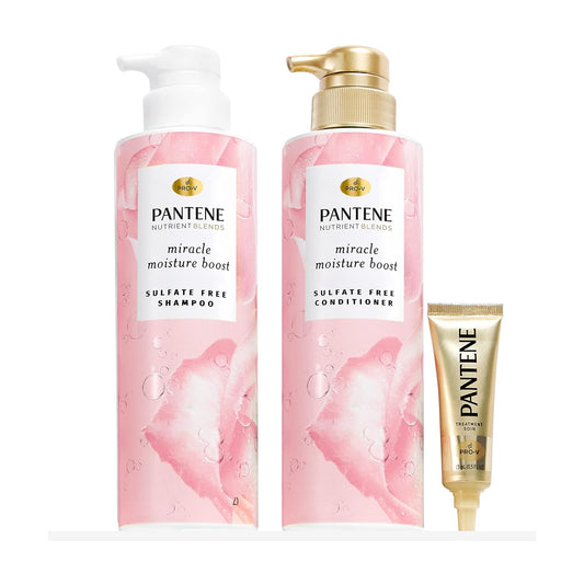 Pantene Shampoo and Conditioner with Rose Water and Hair Treatment Set, Sulfate Free, Nutrient Blends Miracle Moisture Boost : Beauty & Personal Care