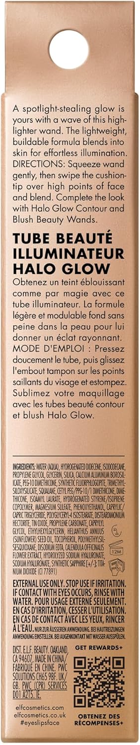E.L.F. Halo Glow Highlight Beauty Wand, Liquid Highlighter Wand For Luminous, Glowing Skin, Buildable Formula, Vegan & Cruelty-Free, Irl Angel
