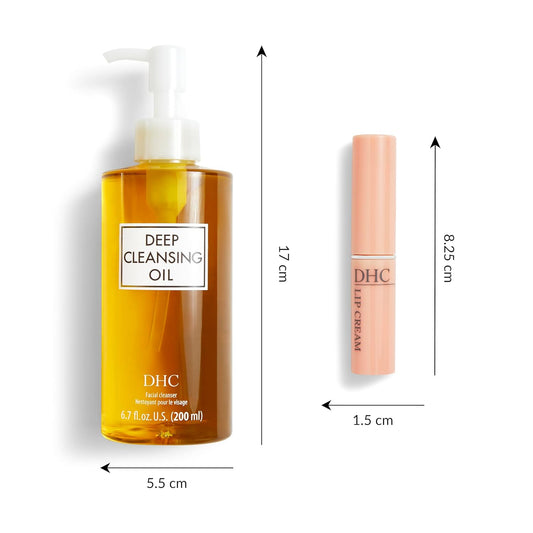 Dhc Deep Cleansing Oil And Lip Cream, Facial Cleansing Oil, Makeup Remover, Hydrating, Moisturizing, Soothing, Set, Fragrance And Colorant Free, Ideal For All Skin Types, 6.7 Fl. Oz. And 0.05 Oz