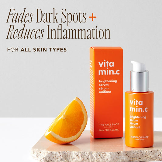 The Face Shop Vitamin C Skin Brightening Serum - Brighten Complexion, Fade Dark Spots, Improve Dull & Uneven Skin Tone - Vitamin C Face Serum, Hyaluronic Acid, Niacinamide Serum - Korean Skin Care