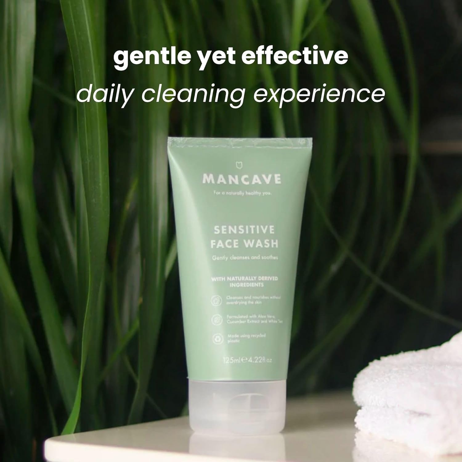ManCave Sensitive Face Wash 125ml for Men, Clean and nourish Skin with Cucumber Extract, White Tea and Aloe Vera, Dermatologically Tested, Natural Formulation, Vegan Friendly (Pack of 2) : Amazon.co.uk: Beauty