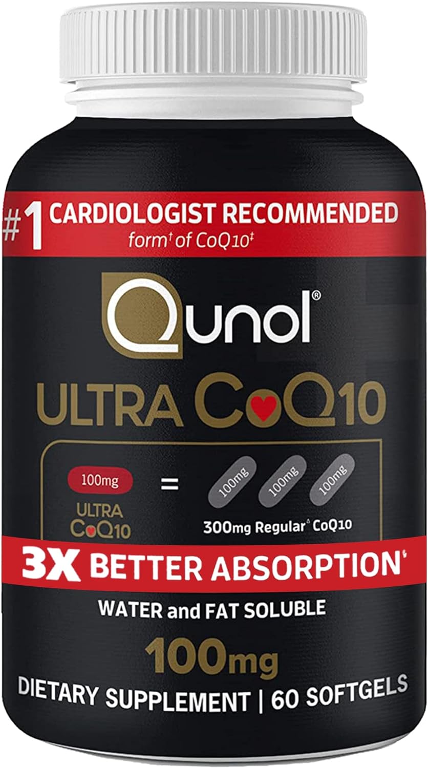 Coq10 100Mg Softgels - Qunol Ultra 3X Better Absorption Coenzyme Q10 Supplements - Antioxidant Supplement For Vascular And Heart Health & Energy Production - 2 Month Supply - 60 Count