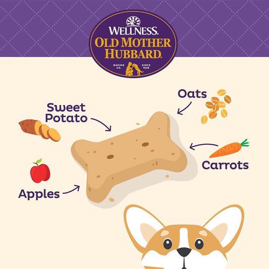 Old Mother Hubbard By Wellness Classic Just Vegg'N Natural Dog Treats, Crunchy Oven-Baked Biscuits, Ideal For Training, Small Size, 3.3 Pound Bag