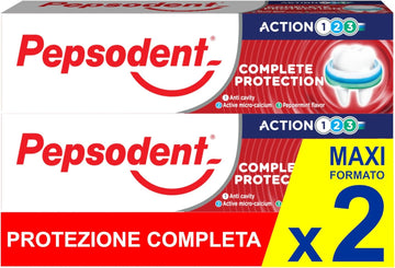 Pepsodent Toothpaste Complete Protection With Fluoride And Calcium For Caries Defense All Day 75 Ml (2 X 75 Ml Pack)