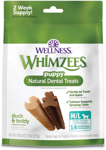 Whimzees By Wellness Dental Treats For Puppies, Natural, Grain Free, Helps To Clean Teeth, Freshen Breath, Reduce Tartar & Plaque, Longer Lasting Chew (M/L)