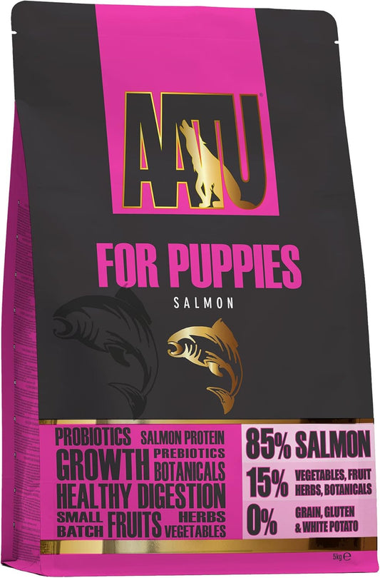 AATU 85/15 Complete Dry Puppy Food, Salmon 5kg - Dry Food Alternaitve to Raw Feeding, High Protein. No Nasties, No Fillers?AP5