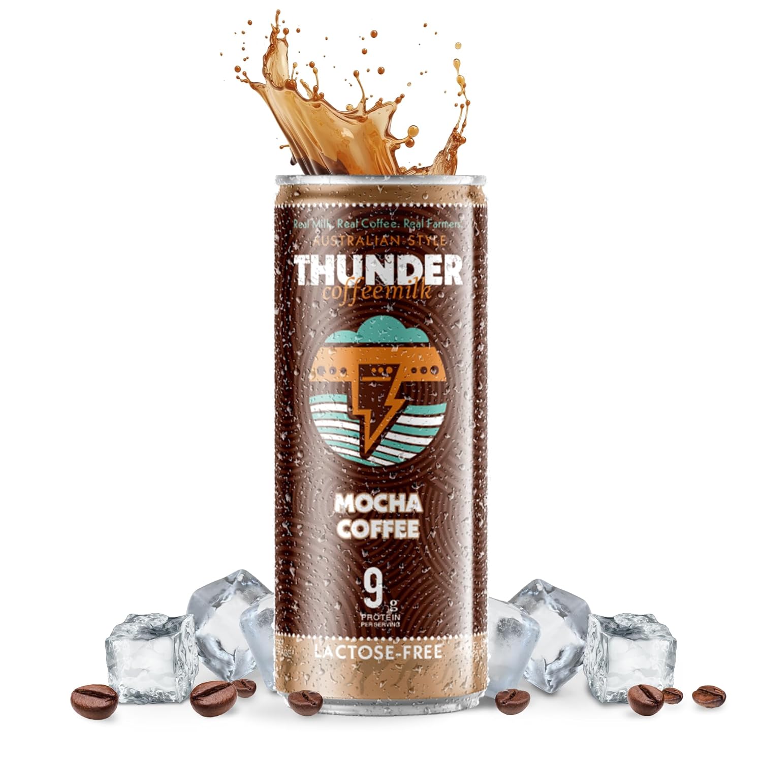 Thunder Coffeemilk - 11 Oz Aussie Style Cold-Brewed Canned Coffee (Latte), Convenient Coffee Can For Grab & Go, Natural Protein-Rich Cold Brewed Coffee In Handy Cold Brew Cans, Mocha, 12 Pack