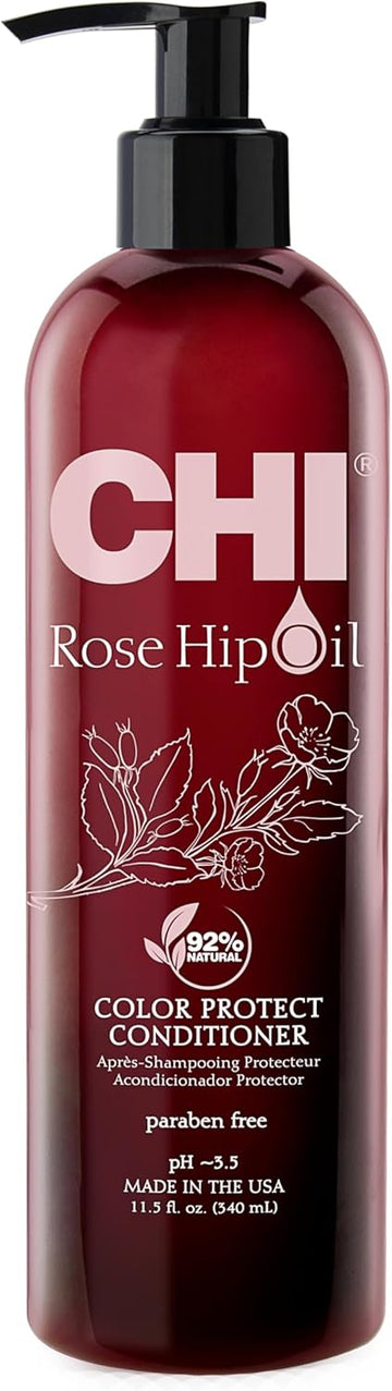 Chi Rosehip Oil, Colour Protecting Conditioner For Coloured Hair | Moisturizing Longer Lasting Haircolor Protector | Shiny Hair | Sulfate Free | 92% Natural Ingredients, Paraben Free, 340 Ml