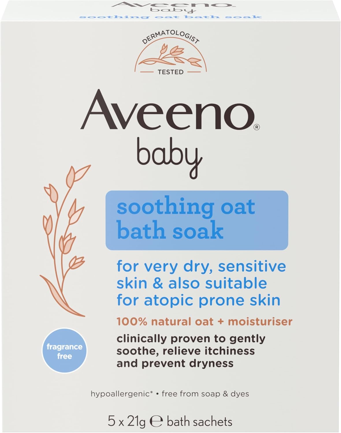 Aveeno Baby Soothing Oat Bath Sachets, 21 G (Pack Of 20)