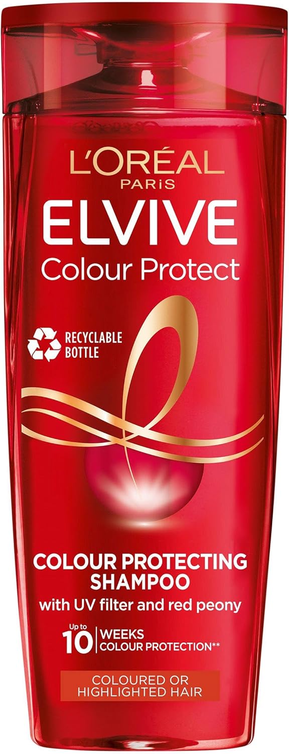 L'Oreal Paris Elvive Colour Protect Shampoo 250Ml And Conditioner 300Ml Set, Uv Filter, Red Peony, 10 Weeks Protection