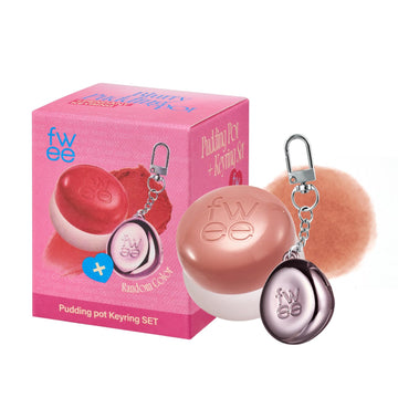 Lip&Cheek Blurry Pudding Pot + Pendant Keyring | Be | Random Colored Keyring | Makeup Blush, Buildable Lightweight, Multi-Use Soft Matte Finish | 5G