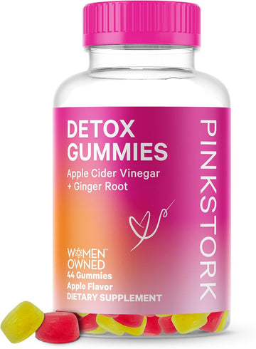 Pink Stork Detox Gummies, Acv Gummies With Ginger To Support Detox And Debloat, Metabolism, Gut Health And Digestion, Chewable Apple Cider Vinegar Gummies