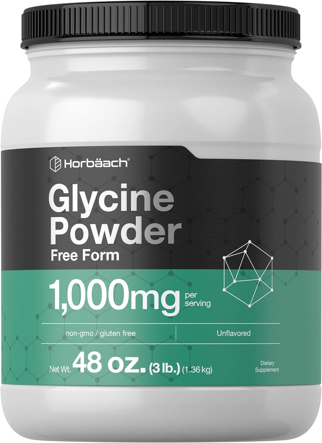 Horbäach Glycine Powder 3 lbs | Free Form Supplement | Unflavored Powder | Vegetarian, Non-GMO, Gluten Free