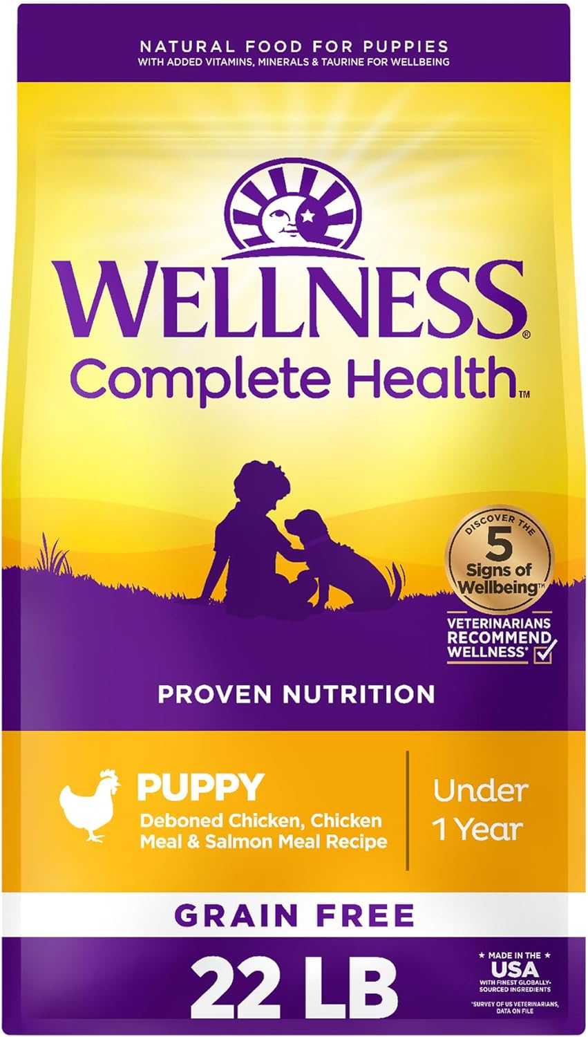 Wellness Complete Health Grain Free Dry Puppy Food, Chicken & Salmon Recipe, 22 Pound Bag