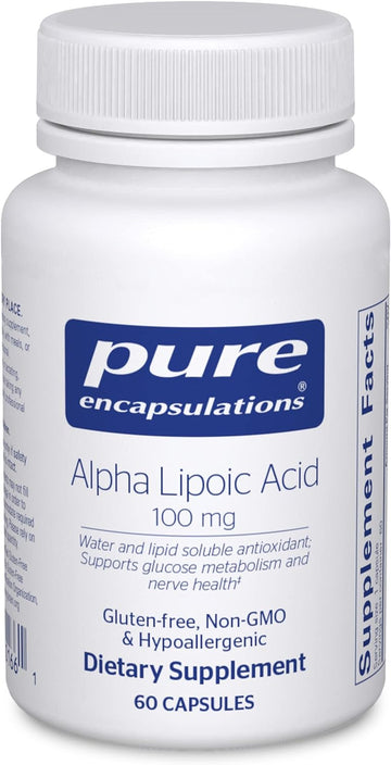 Pure Encapsulations Alpha Lipoic Acid 100 mg | ALA Supplement for Liver Support, Antioxidants, Nerve and Cardiovascular Health, Free Radicals, and Carbohydrate Support* | 60 Capsules