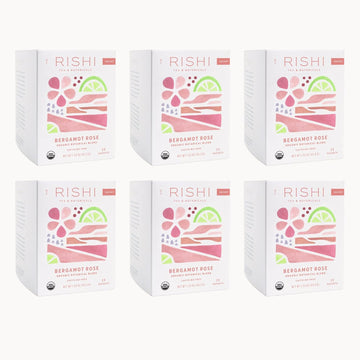 Rishi Tea Bergamot Rose Herbal Tea - Organic, Caffeine Free Sachet Tea Bags, Floral And Citrus Botanical Blend - 15 Count (Pack Of 6)