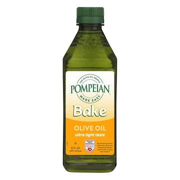 Pompeian Made Easy Bake Olive Oil, Ultra Light Taste, Perfect For Baking Foods Such As Brownies And Cakes, American Heart Association Certified, Non-Allergenic, Non-Gmo, 16 Fl Oz (Pack Of 1)