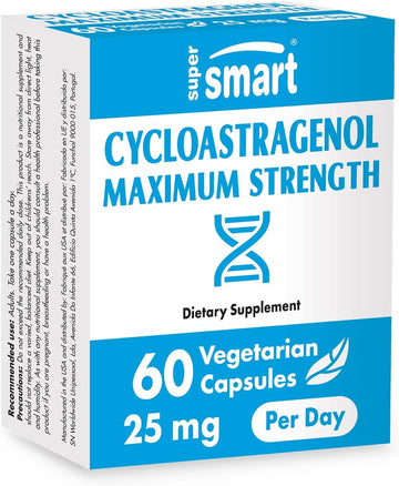 Supersmart - Cycloastragenol 20Mg Per Day (98% Purity) - Dna & Telomeres Supplement - Astragalus Membranaceus | Non-Gmo & Gluten Free - 60 Vegetarian Capsules