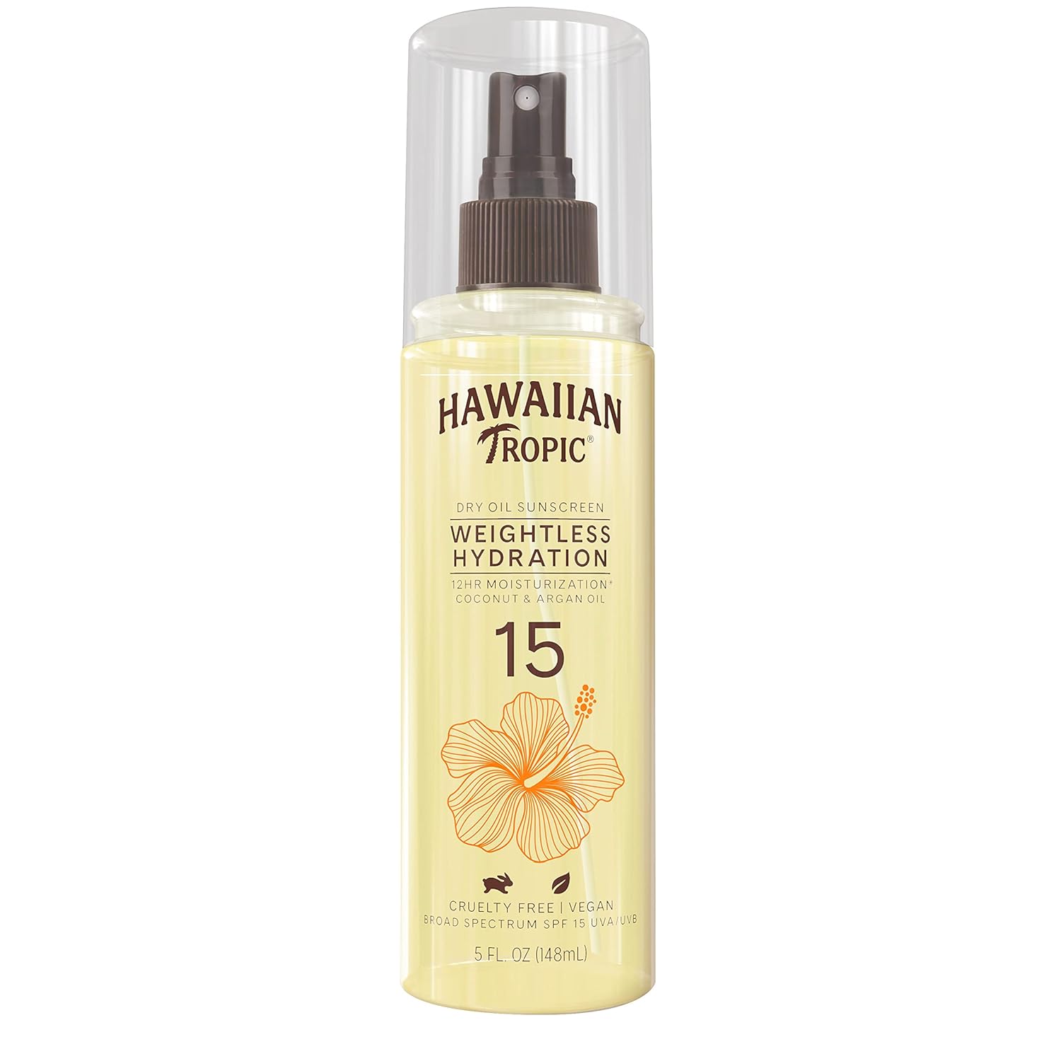 Hawaiian Tropic Weightless Hydration Dry Oil Sunscreen Mist Spf 15, 5Oz | Sunscreen Oil, Dry Oil Sunscreen Spray, Hawaiian Tropic Sunscreen Spf 15, Oxybenzone Free Sunscreen, 5Oz