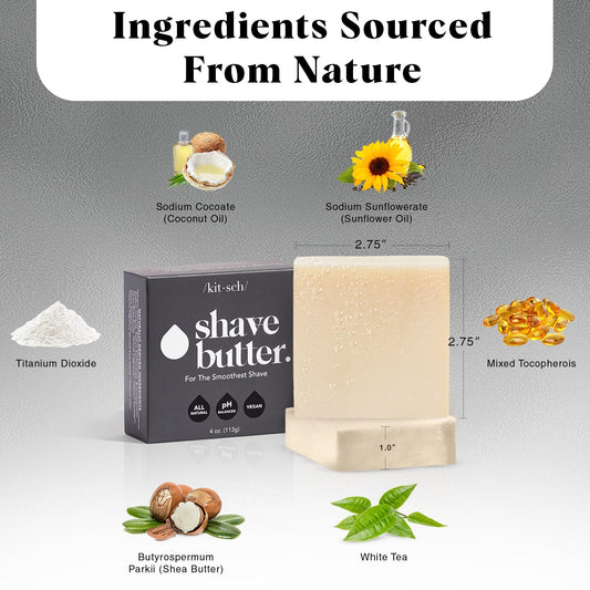 Kitsch Shaving Soap For Men - Hydrating Shave Soap For Sensitive Skin | Paraben-Free, Sulfate-Free | Shave Bar For Soft, Smooth Skin - 4Oz