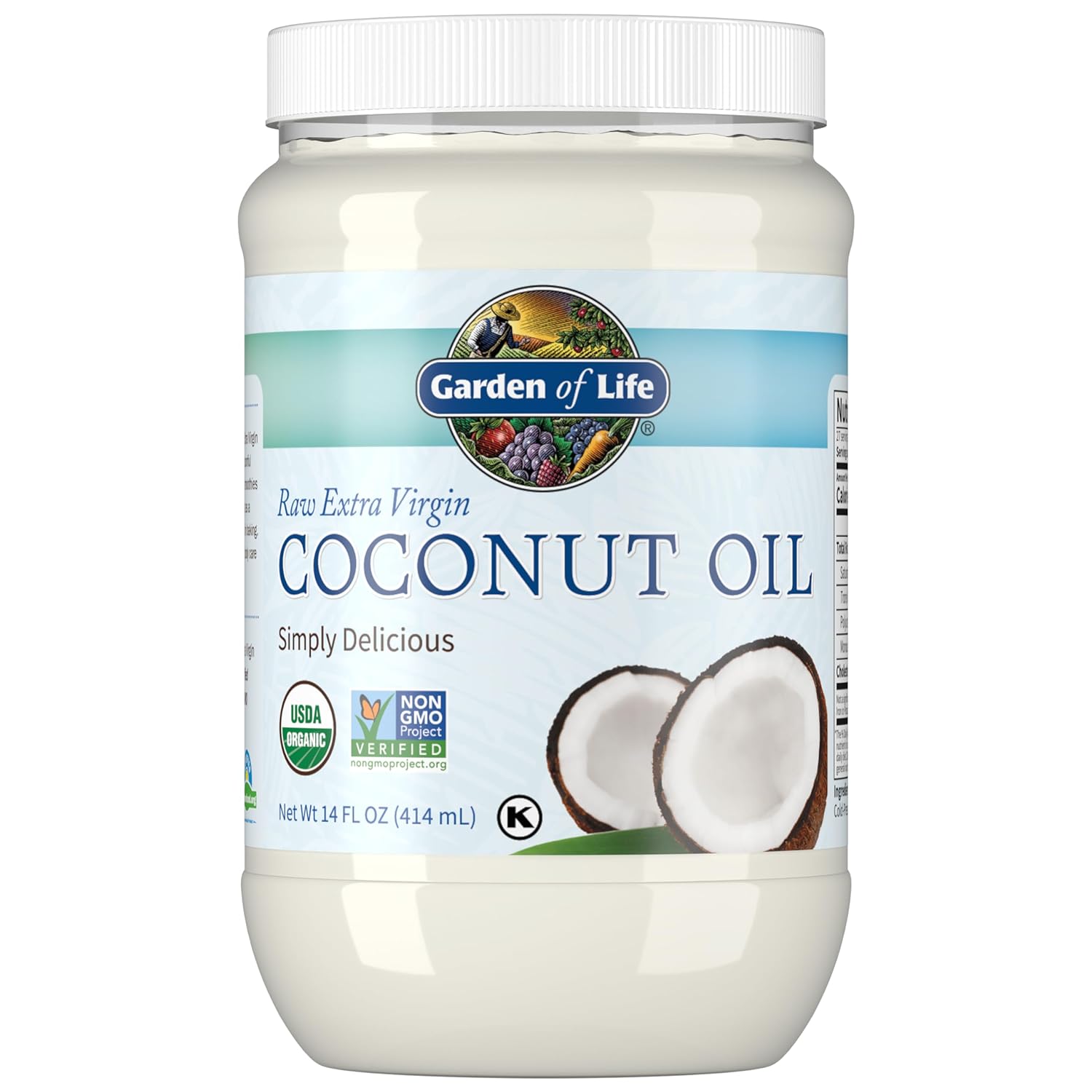 Garden Of Life Organic Extra Virgin Coconut Oil - Unrefined Cold Pressed Plant Based Oil For Hair, Skin & Cooking, 14 Fl Oz