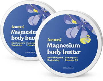Asutra Magnesium Body Butter Bundle, 2 Products - Magensium Body Butter Lotion And Magnesium Body Butter With Lavender, Shea Butter & Almond Oil Moisturizer, Premium-Quality Magnesium Oil