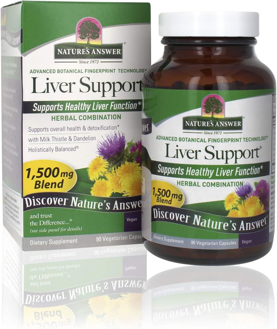 Nature's Answer Liver Support Herbal Combination Dietary Supplements Organic Natural Vegetarian Vegan Support Ideal for Healthy Liver Function – 1500mg (90 Capsules)