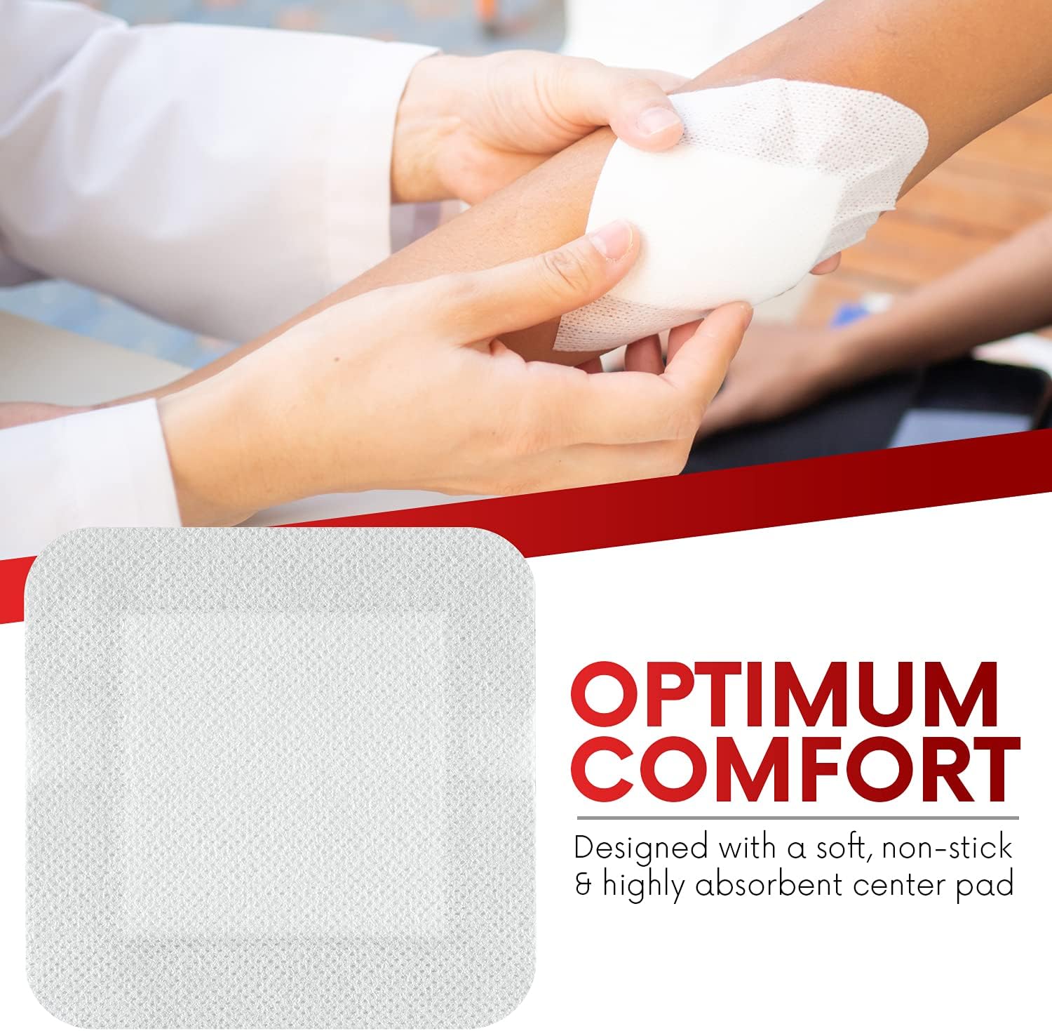 Healqu Island Dressing - 6"X6", 30 Count - Bordered Gauze Sterile Individually Wrapped Gauze Pads, Water-Resistant, Non-Woven Backing - Soft And Breathable Wound Dressing For First Aid And Medical