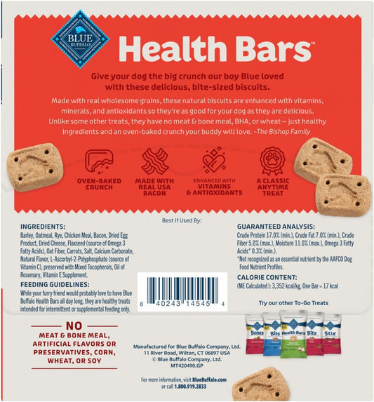 Blue Buffalo Health Bars Natural Crunchy Dog Treats Togo Mini Biscuits Bacon Egg & Cheese