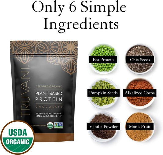 Truvani Vegan Chocolate Protein Powder With Jar, Frother & Scoop Bundle - 20G Of Organic Plant Based Protein Powder - Includes Glass Jar, Portable Mini Electric Whisk & Durable Protein Powder Scoop