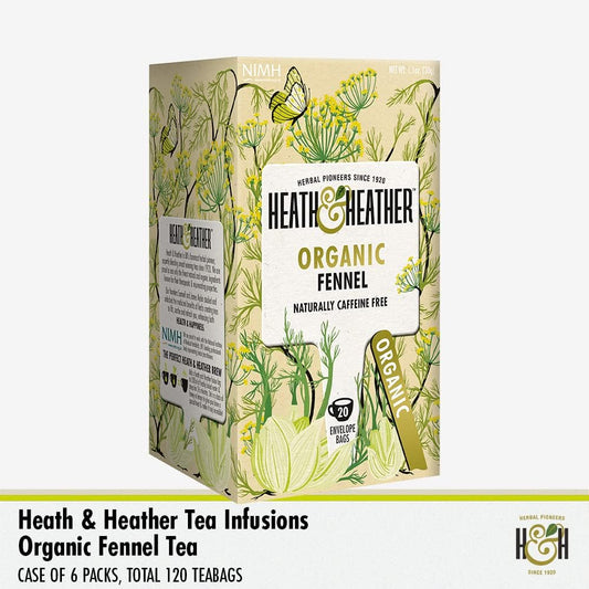 Heath & Heather Organic Camomile And Spearmint Teabags | Individually Wrapped Caffeine-Free Herbal Tea Infusions | 6 Packs Of 20, Total 120 Tea Bags