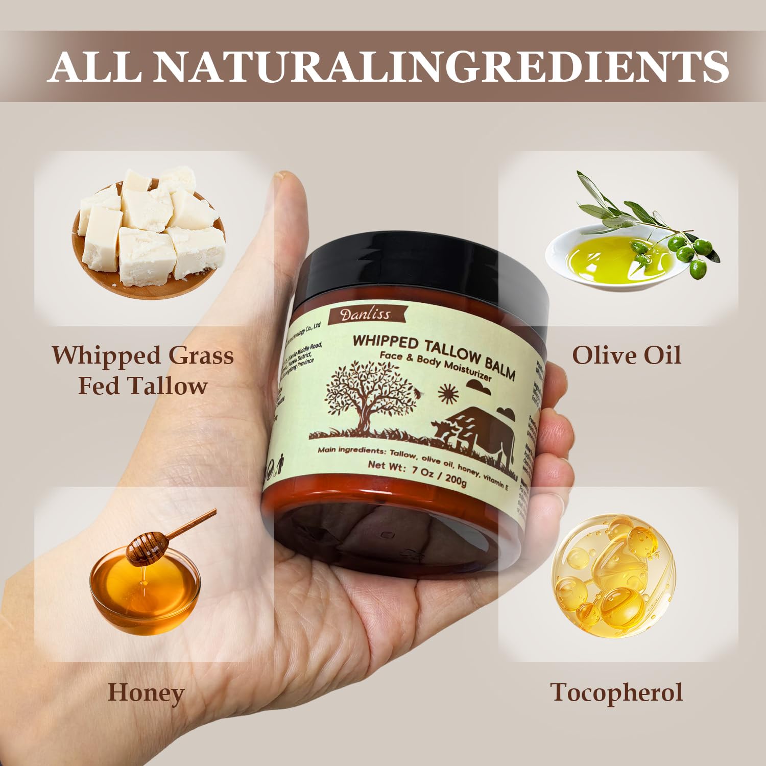 Danliss Beef Tallow For Skin Honey Balm 7 Oz Unscented Grass Fed Beef Tallow Face Moisturizer Organic Body Butter With Infused Olive Oil Lotion For Extremely Dry Skin : Beauty & Personal Care