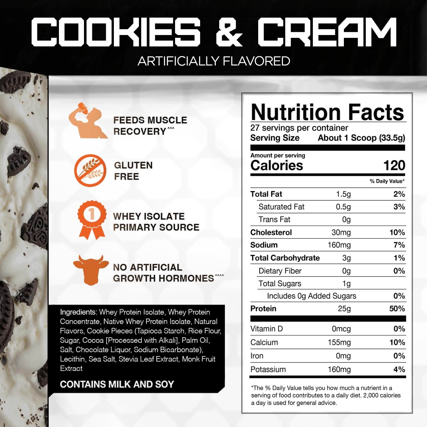 Naturally Flavored Rival Whey - Cookies and Cream 2lb : Health & Household